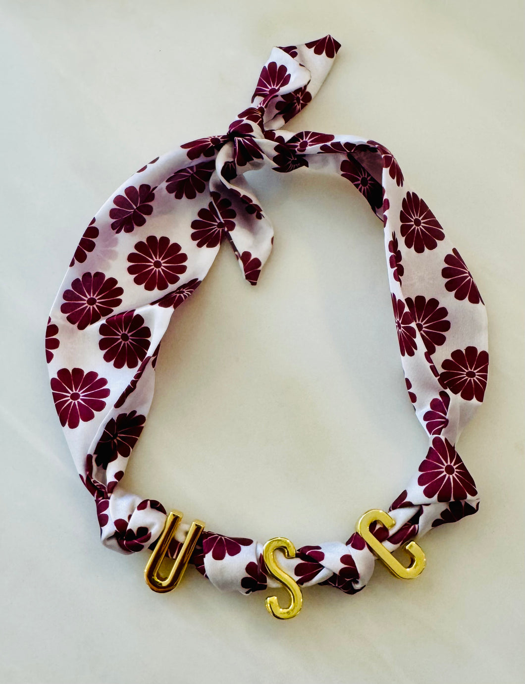 “USC” Gamecock Scarf Necklace (Garnet Design)