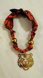Gold Tiger Scarf Necklace (Tiger Stripe)