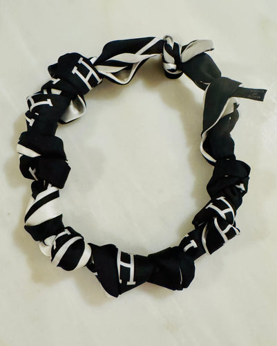 Black and White “H” Patterned Scarf Necklace