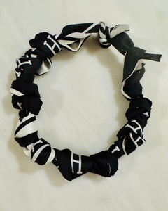 Black and White “H” Patterned Scarf Necklace