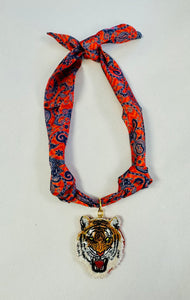 Fighting Tiger Scarf Necklace (paisley)