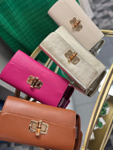 Leather Bamboo Closure Clutch (Pink)
