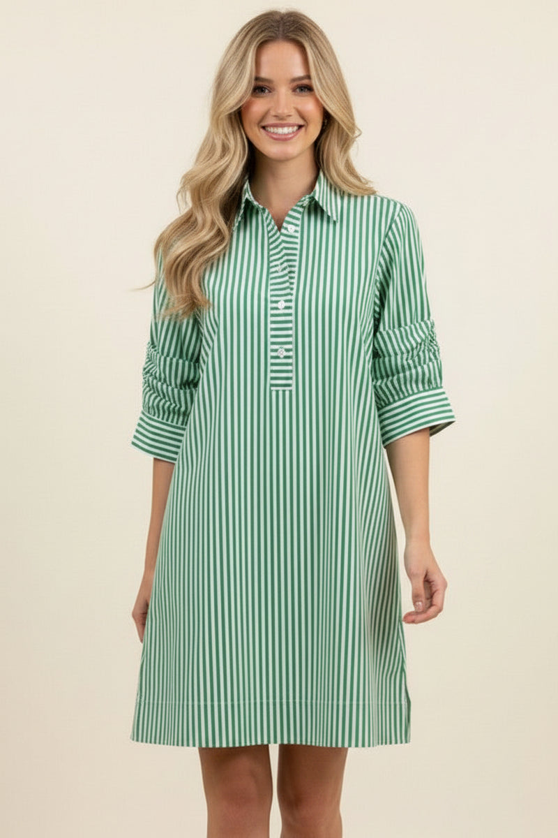 soren long sleeve shirt dress The Soren Dress (Green) – Crescent and Main