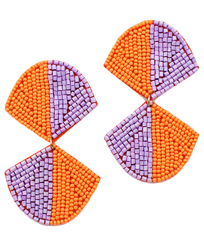 Orange & Purple Fan Earrings