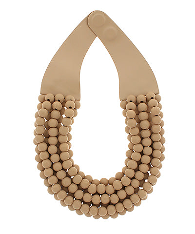 Wooden Ball Bead  Magnetic Clasp Necklace (Tan)