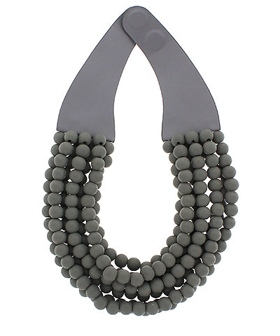 Wooden Ball Bead Magnetic Clasp Necklace (Dark Gray)