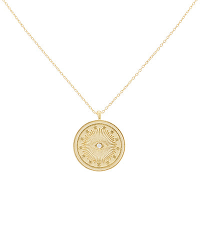 Evileye Textured Coin Pendant Necklace