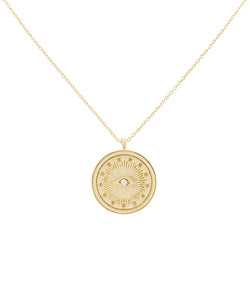 Evileye Textured Coin Pendant Necklace