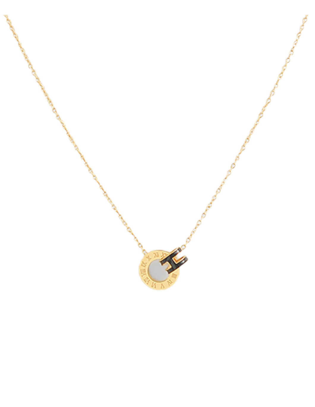 Circle and H interlocking Charm Necklace