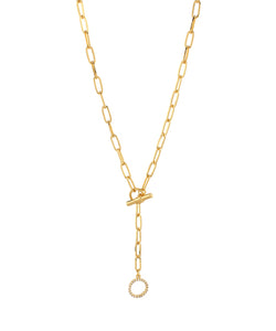 Crystal Ring Paper Clip Y Necklace