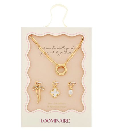 Multi Charm Necklace Set (Bow)