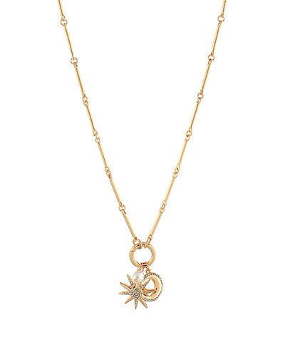 Pave Starburst & Multi Charm Necklace