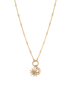 Pave Starburst & Multi Charm Necklace