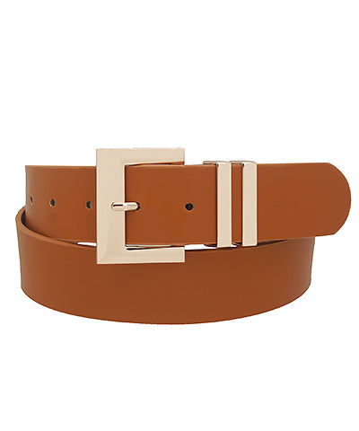 Chic Gold Buckle Belt (Cognac or Black)
