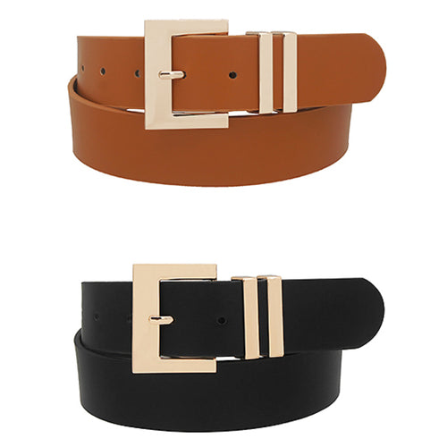 Chic Gold Buckle Belt (Cognac or Black)