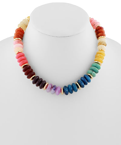 Wide Marble Beaded Necklace (Multi)