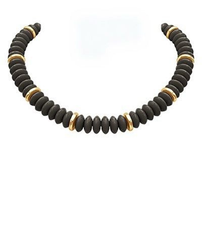 Wide Bead Necklace (Black & Gold)