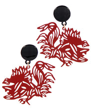 The Color Coated Gamecock Filigree Earrings