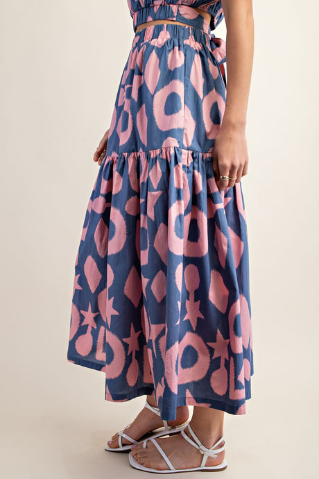 The Salem Skirt (Blue/Coral)