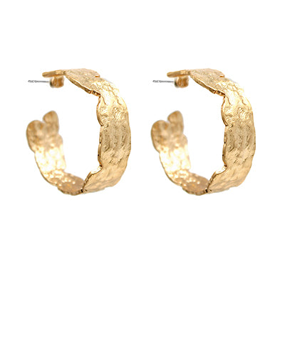 Hammered Metal Gold Hoops