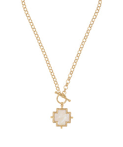 Square Cross Pendant Toggle Necklace