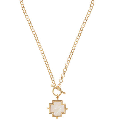 Square Cross Pendant Toggle Necklace