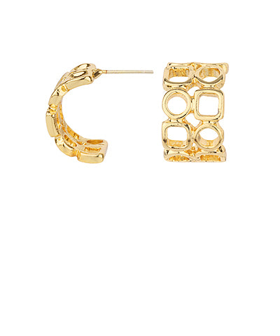 Textured Gold Open Hoops