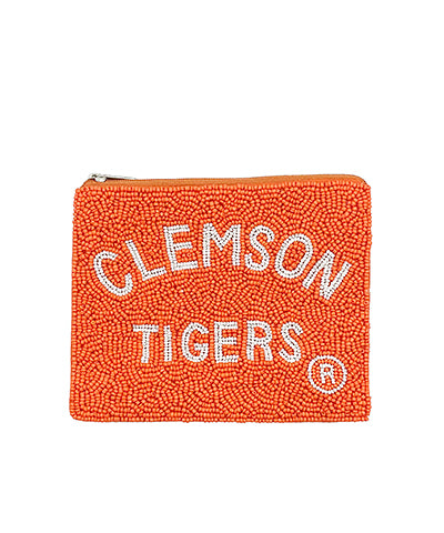 Clemson Tigers Beaded Pouch (orange)
