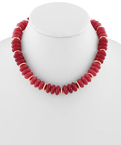 Wide Marble Beaded Necklace (Garnet)