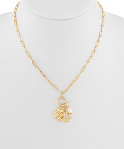 Clover & Star Pendant Clip Chain Necklace