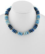 Wide Marble Bead Necklace (Navy/Lt Blue)