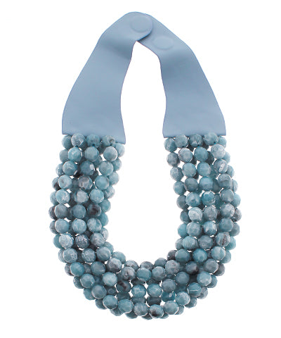 Ball Bead Magnetic Clasp Necklace (Blues)