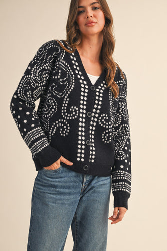 The Alena Cardigan (Black/Ivory)