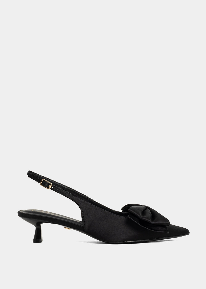 The Nora Black Kitten Heel