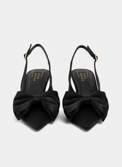 The Nora Black Kitten Heel