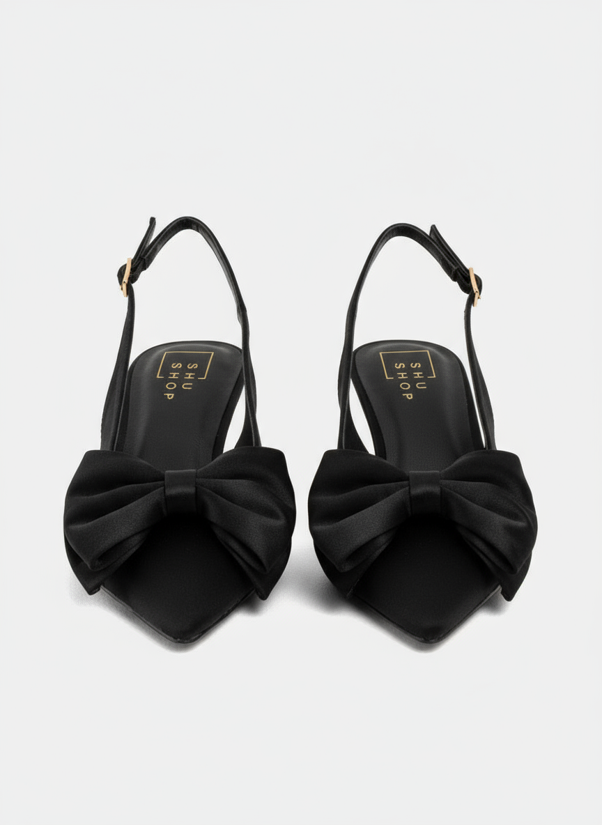 The Nora Black Kitten Heel