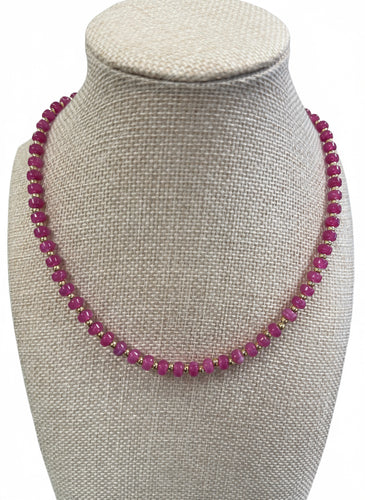 Acrylic Round Bead Necklace / Fuchsia