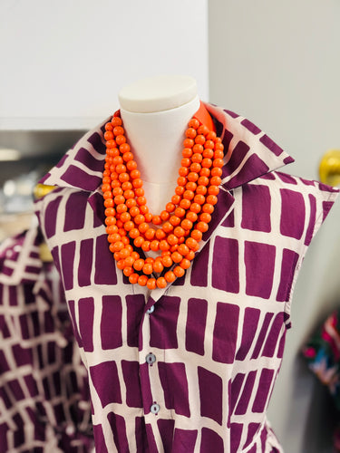 The Multi-Strand  Beaded Necklace (Orange)