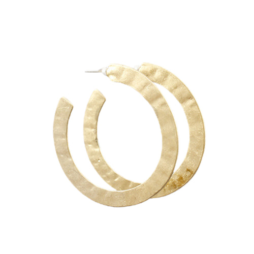 Hammered Flat Open Hoops