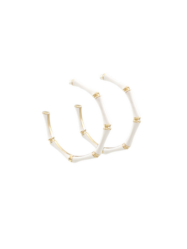 The Large Bamboo Earrings (White)