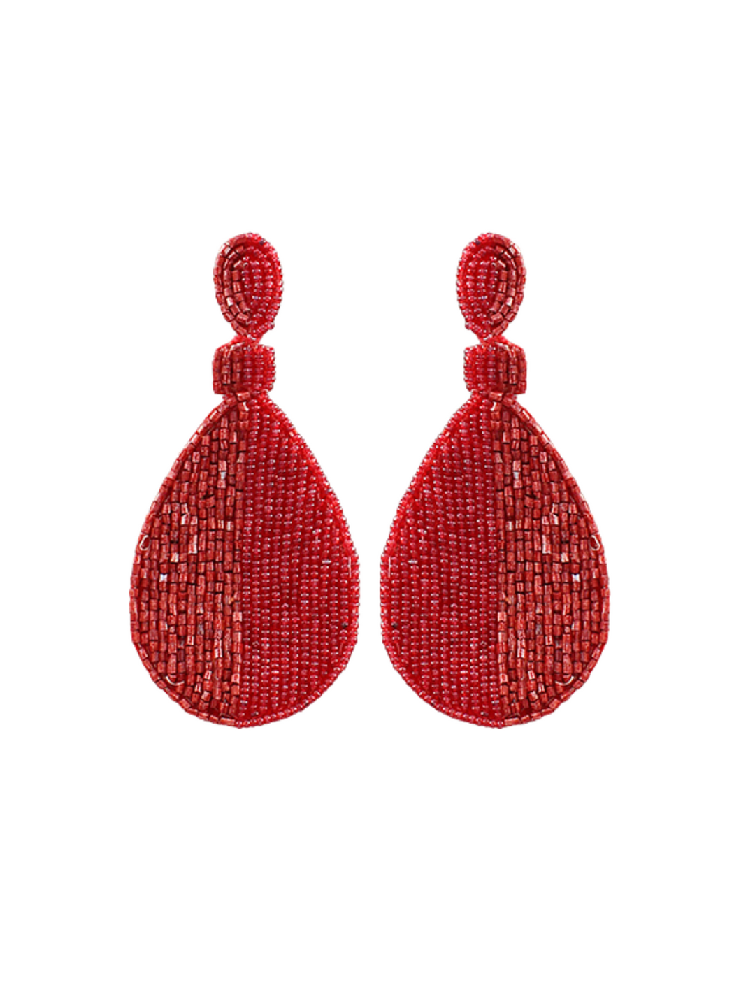 The Garnet Beaded Teardrop Earrings