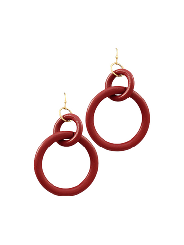 The Garnet Link Circle Earrings