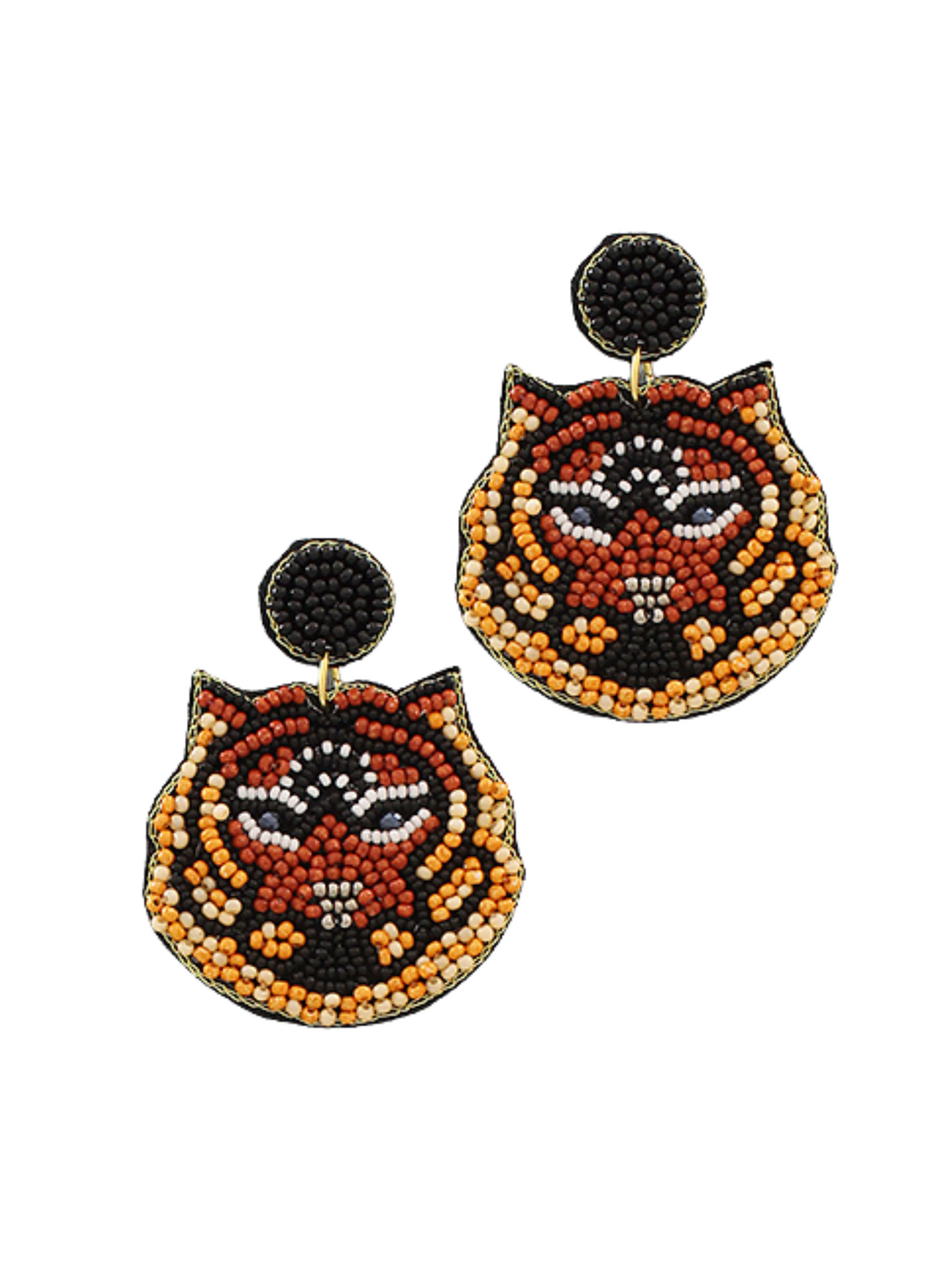 The Beaded Tiger Head Earrings