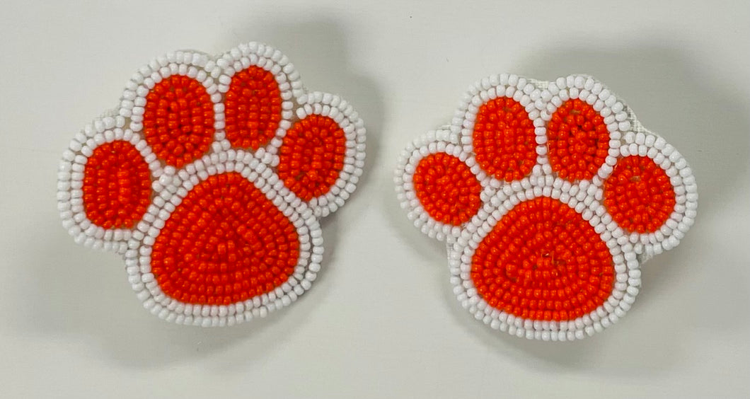 Tiger Paw Earrings  (White Trim)