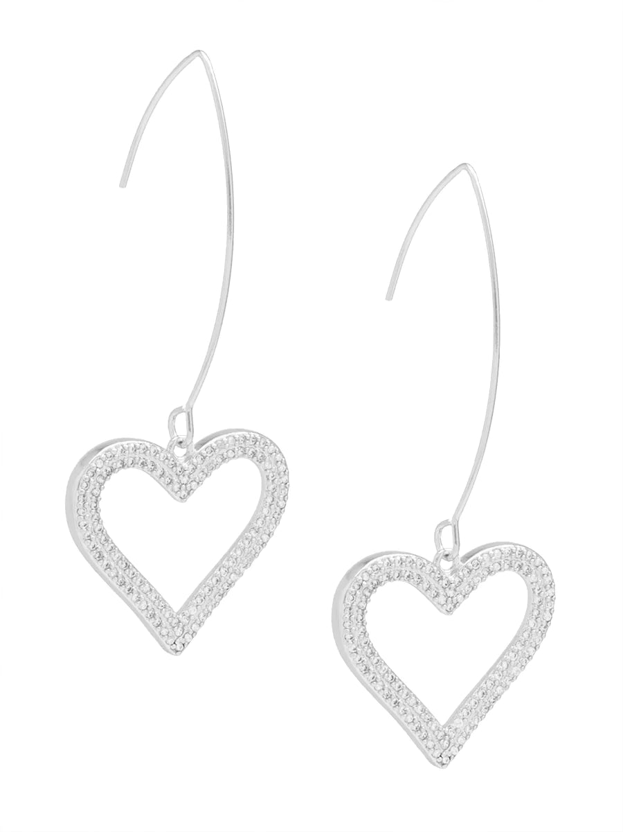 Heart Drop Earring - Silver