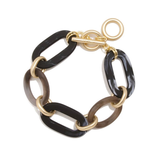 Two Tone Resin Link Bracelet (Black)