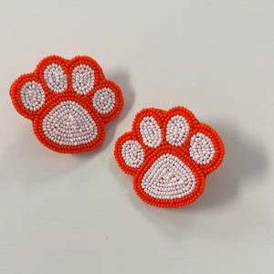 Tiger Paw Earrings  (Orange Trim)