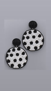 Black & White Polka Dot Beaded Earrings