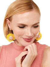 Raffia pinwheel earring (Red)